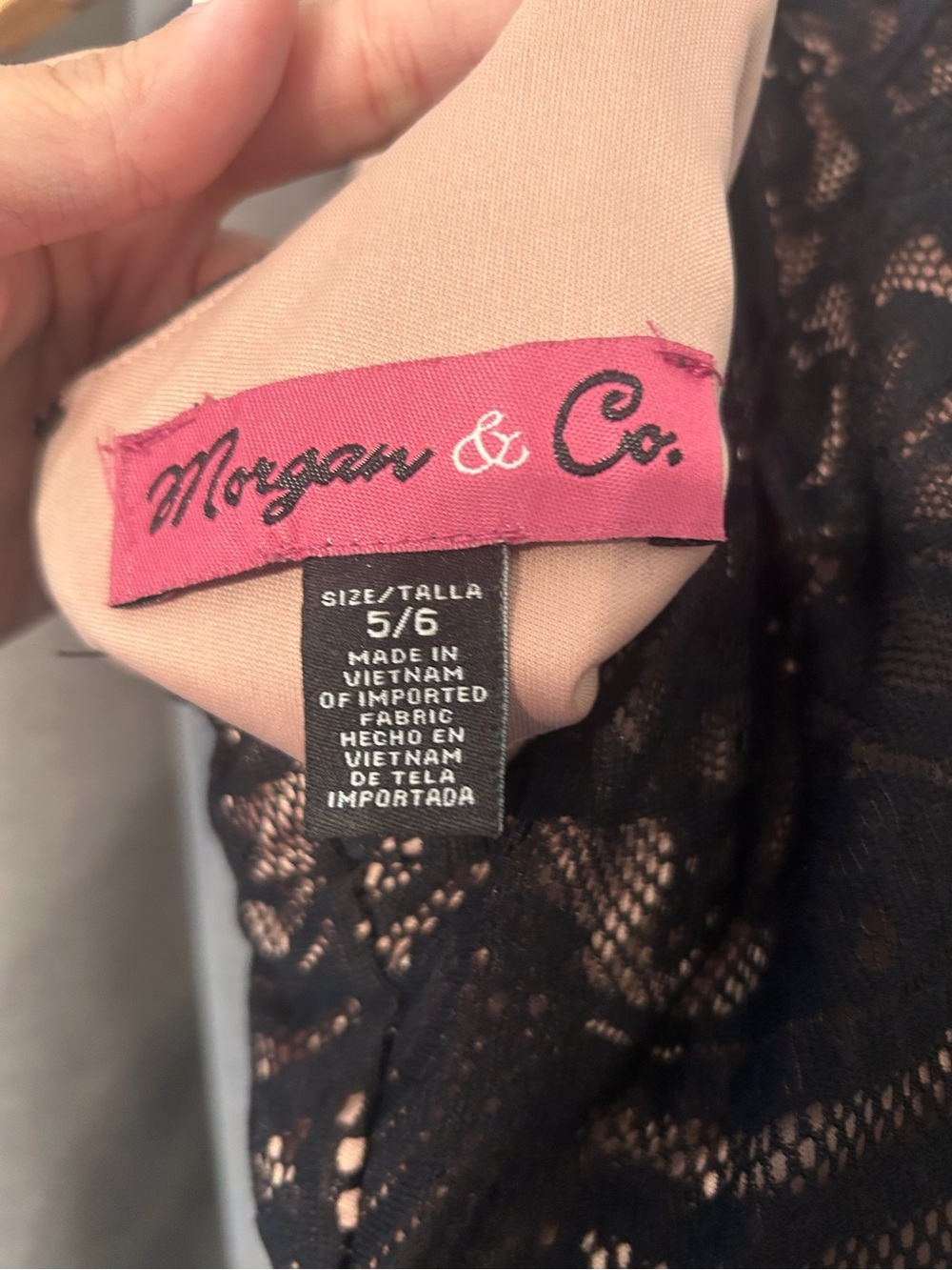 Morgan & Co. Black Lace Maxi Dress with Nude Underlay - Picture 4 of 4